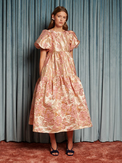 Harmonia Jacquard Midi Dress Peach Pink / Z