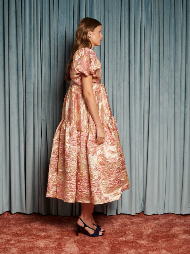 Harmonia Jacquard Midi Dress Peach Pink / Z