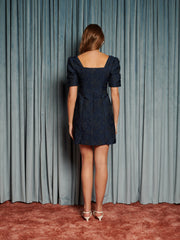 Frame Jacquard Mini Dress Navy Blue / Z