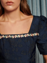 Frame Jacquard Mini Dress Navy Blue / Z