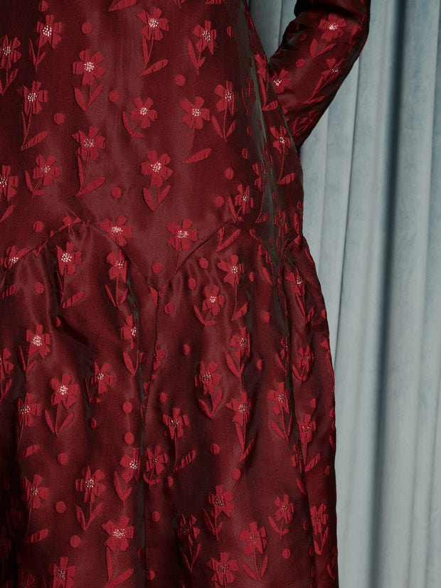 Fade Floral Midi Dress Opera Red / Z