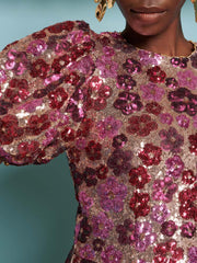 <b>DREAM</b> Hibiscus Sequin Mini Dress
