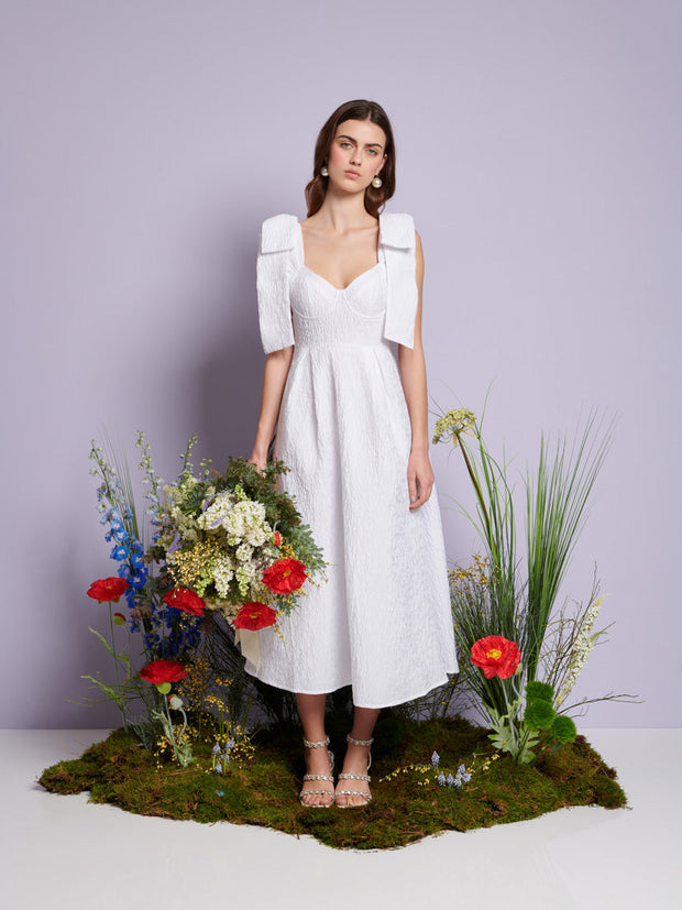 <b>DREAM</b> Prairie Bow Jacquard Midi Dress