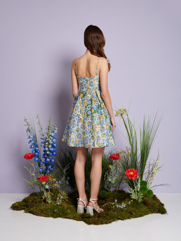 Marigold Jacquard Mini Dress Yellow, Green, Blue / Z