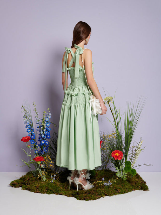 Grassland Cross Straps Midi Dress Pistachio Green / Z