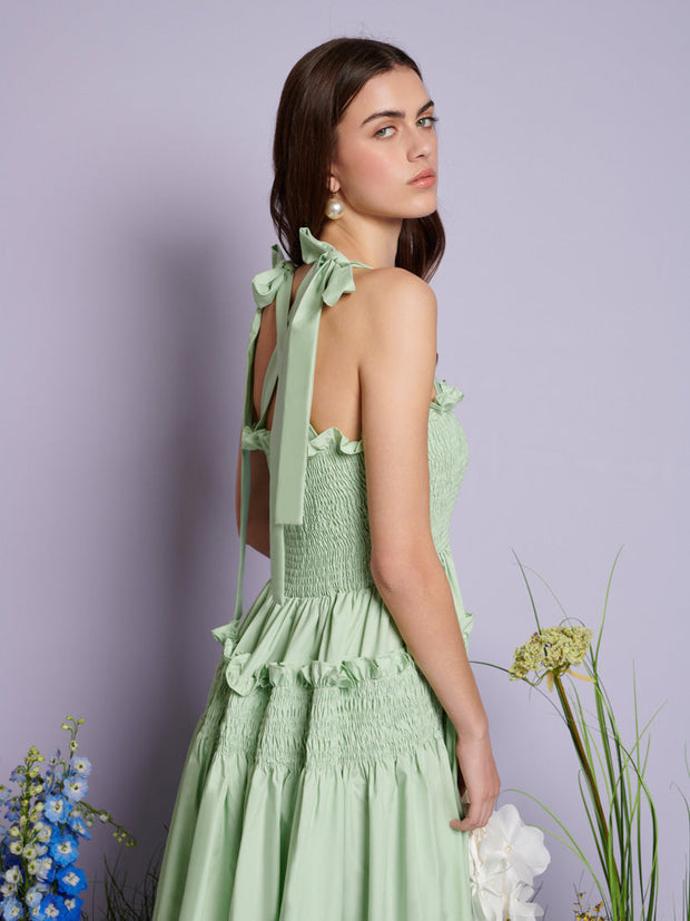 Grassland Cross Straps Midi Dress Pistachio Green / Z