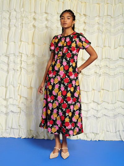 In Bloom Embroidery Midi Dress Floral Multi / Z