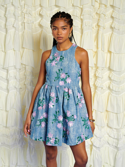 Azul Embellished Mini Dress Wached Blue / Z