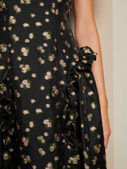 Tea Rose Jacquard Midi Dress Coal Black / Z