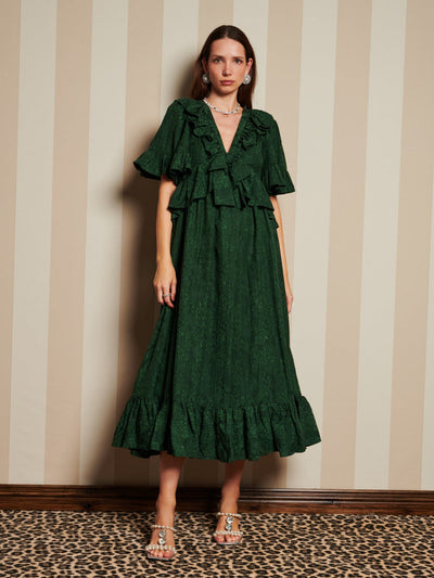 Vanity Jacquard Maxi Dress English Green / Z