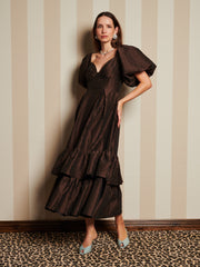 Antiques Jacquard Midi Dress Chocolate Brown / Z