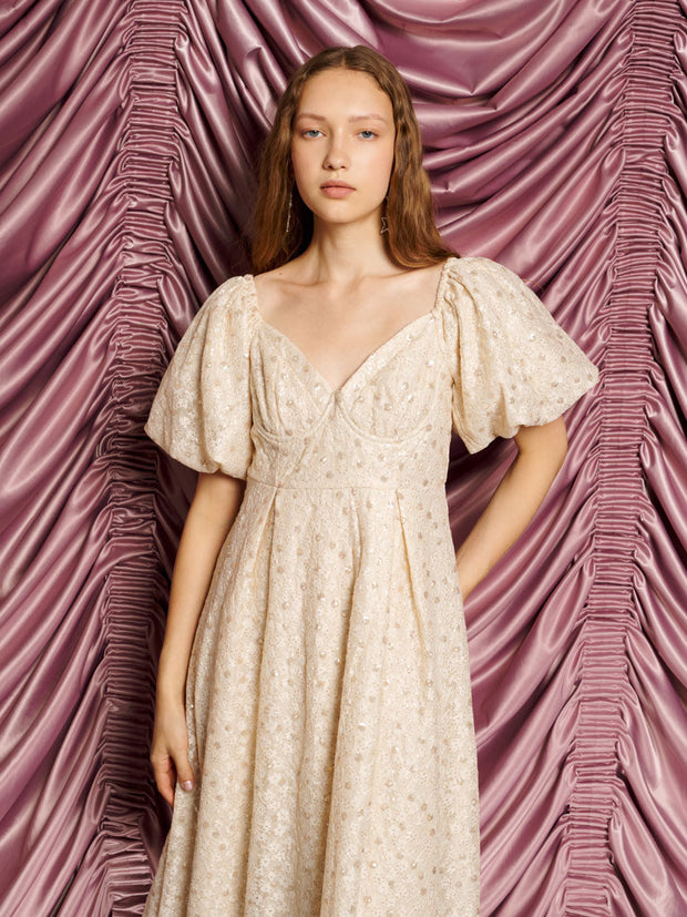 <b>DREAM</b> Sally Lace Midi Dress Champagne Nude / Z