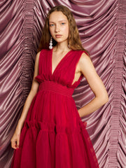 <b>DREAM</b> Rouge Tulle Midi Dress Opera Red / Z