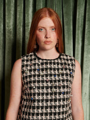 Spectacle Tweed Mini Dress Houndtooth Black / Z