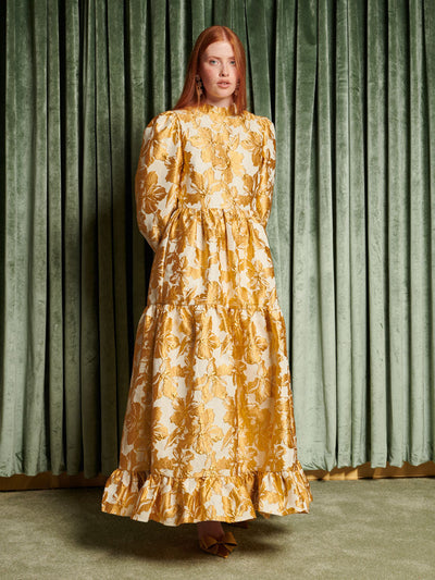Imagine Jacquard Maxi Dress Yellow Gold / Z