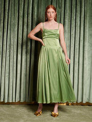 Cinematic Satin Midi Dress Pistachio Green / Z