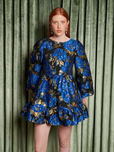 Lucia Jacquard Mini Dress Black, Cobalt Blue / Z