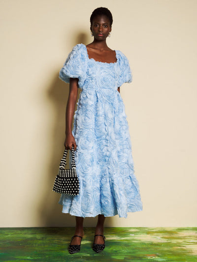 blue sister jane dress Sister Jane exclusive bubble hem midaxi dress in midnight bow print
