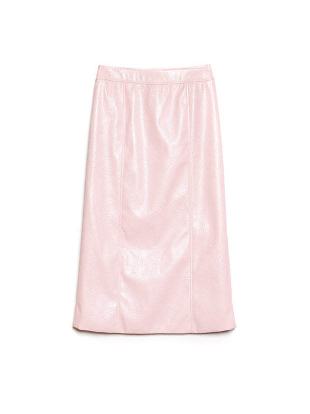 <b>DREAM</b> Rose-Spun PU Midi Skirt