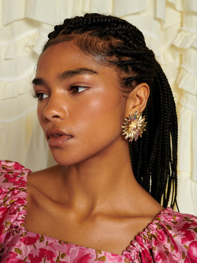 Flower Sun Earrings Old Gold / Z