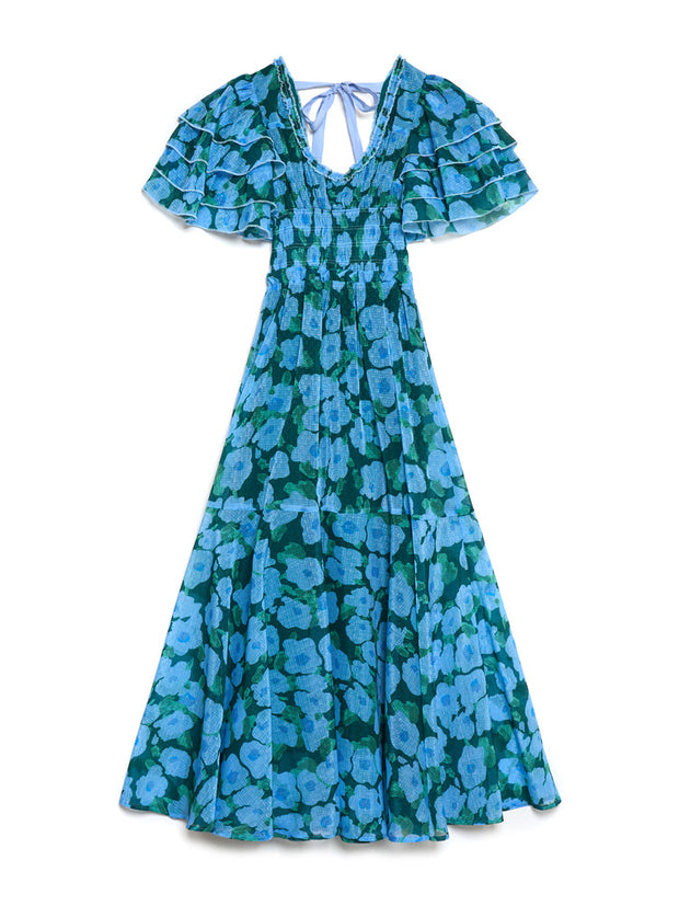 Emerald Bloom Midi Dress