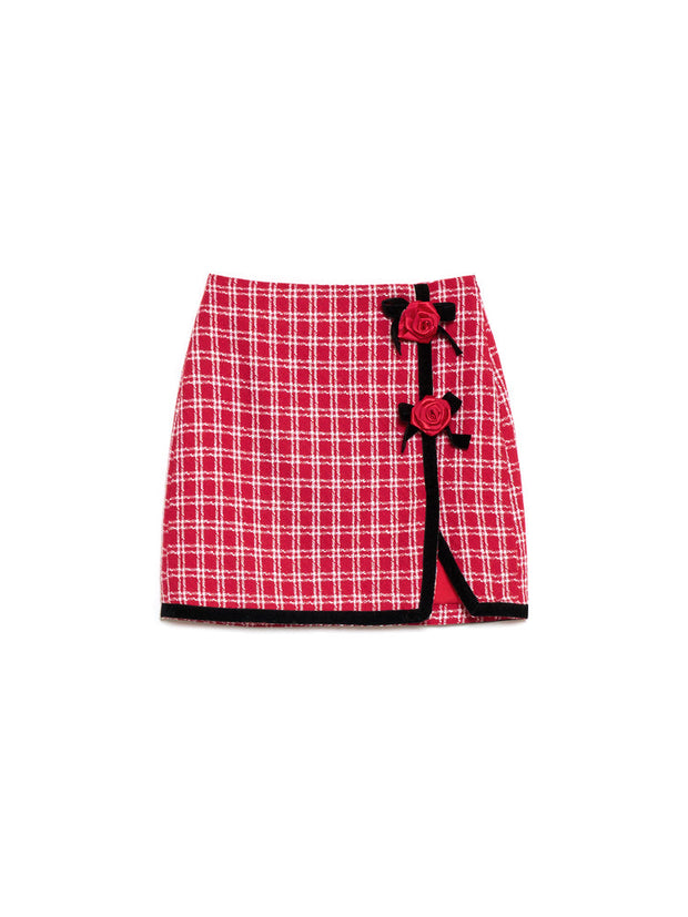 Garnet Check Tweed Skirt