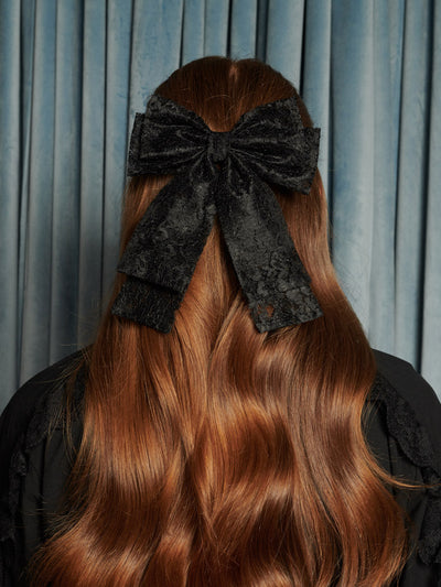 Eclipse Lace Hair Bow Coal Black / Z