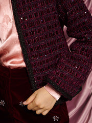 <b>DREAM</b> Satine Velvet Tweed Jacket Burgundy Red / Z