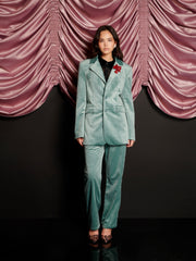 Elio Velvet Single Breasted Blazer Celadon Blue / Z