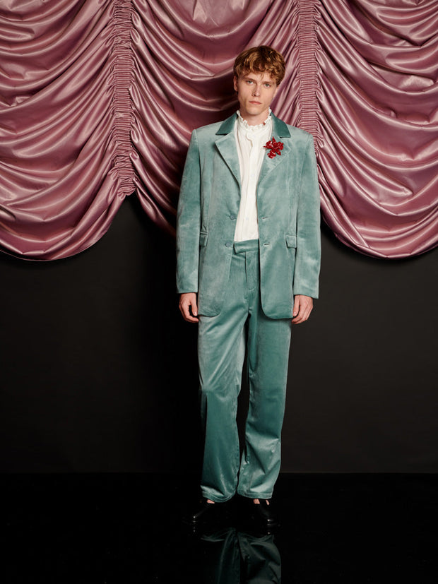 Elio Velvet Single Breasted Blazer