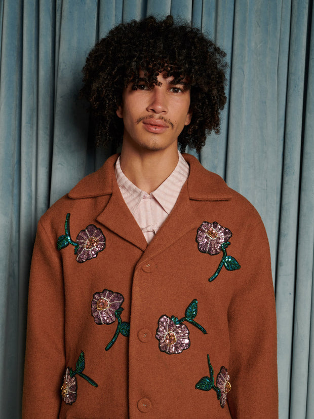 Odette Flower Embellished Jacket Bright Tan / Z