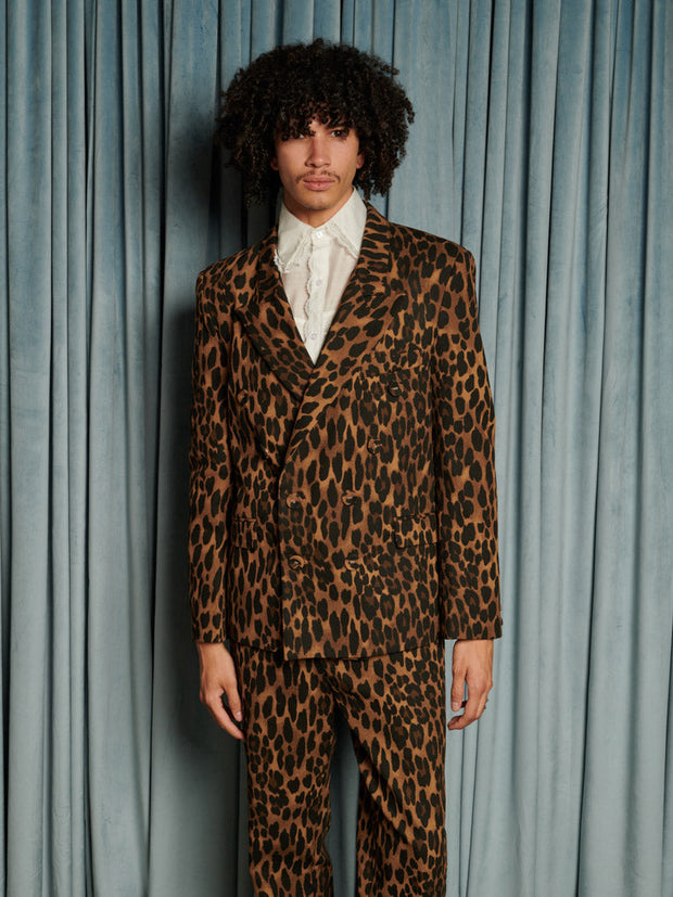 Matteo Leopard Double Breasted Blazer Leopard Tan / Z