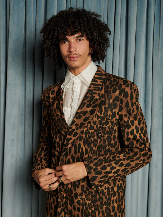 Matteo Leopard Double Breasted Blazer Leopard Tan / Z