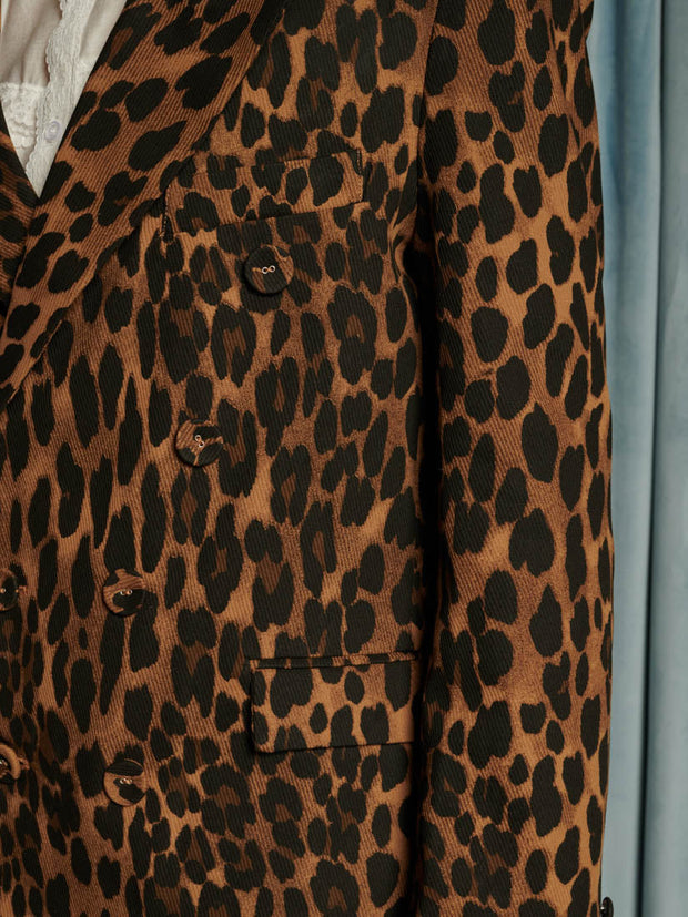 Matteo Leopard Double Breasted Blazer Leopard Tan / Z