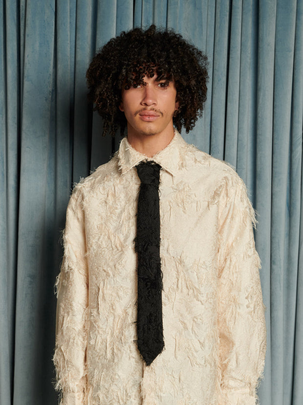 Lens Frayed Tie Coal Black / Z