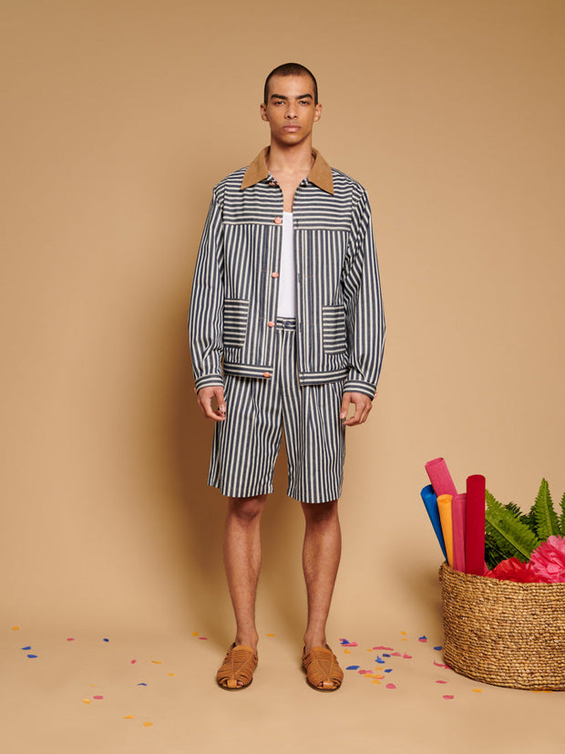 Luis Striped Shorts Navy Blue / Z