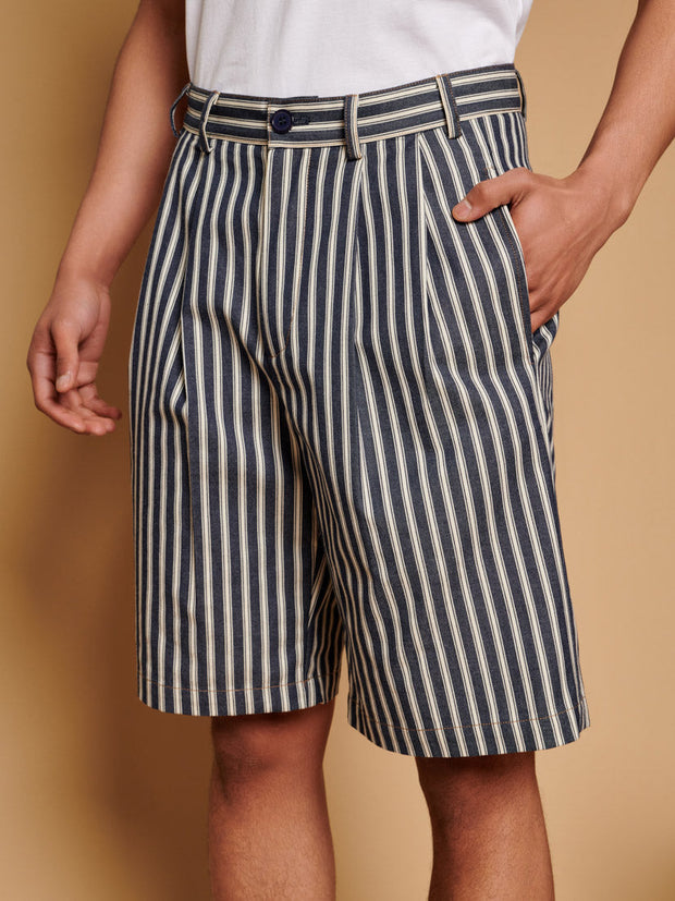 Luis Striped Shorts Navy Blue / Z
