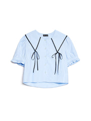 Glassy Bowed Collar Blouse