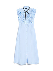 Glassy Ruffle Pleat Midi Dress