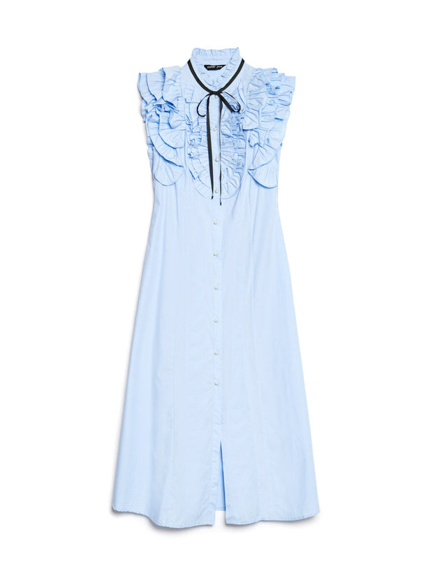 Glassy Ruffle Pleat Midi Dress