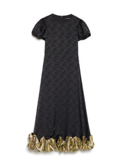 Gilded Ruffle Midi Dress