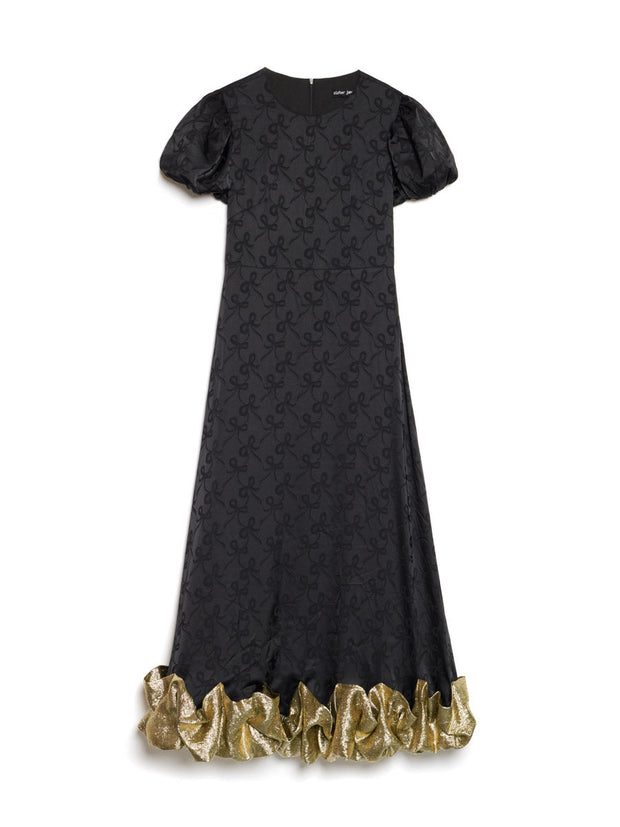 Gilded Ruffle Midi Dress