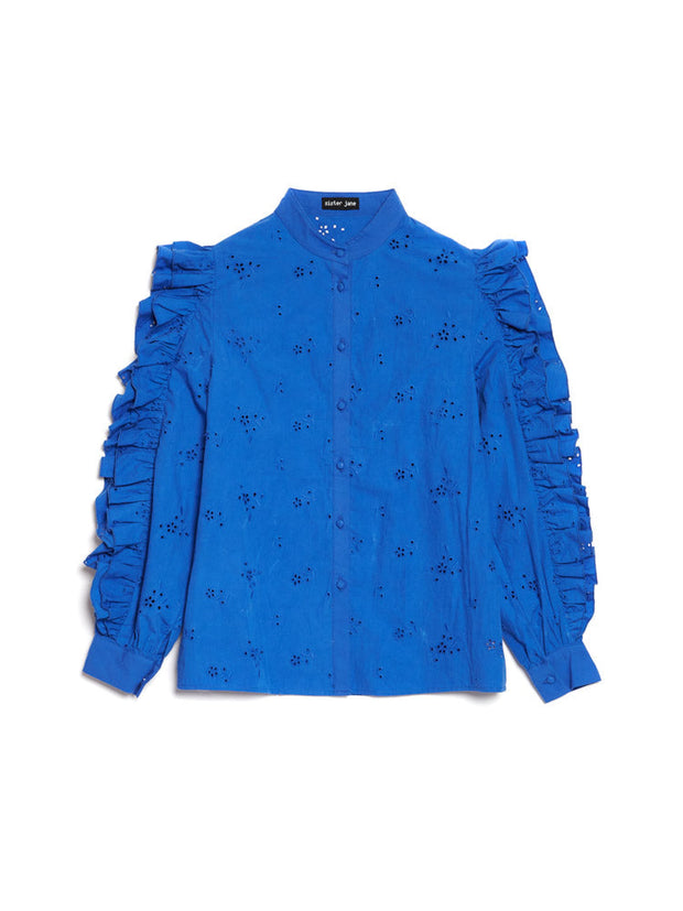 Meadow Sage Ruffle Blouse