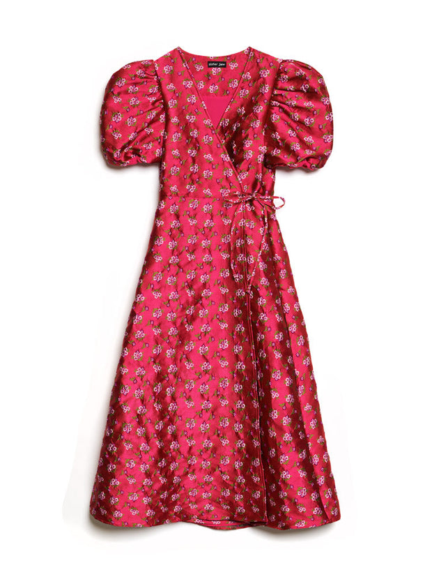Momento Jacquard Midi Wrap Dress
