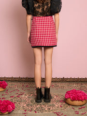 Garnet Check Tweed Skirt