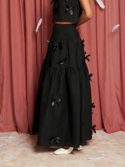 Birdie Bow Midi Skirt Coal Black / Z