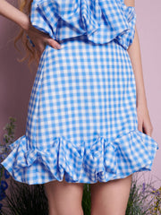 Lavender Gingham Mini Skirt Blue Gingham / Z