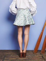 Mist Jacquard Mini Skirt Floral Blue / Z