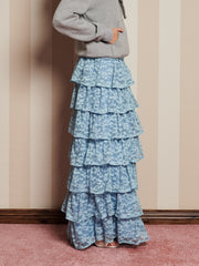 Doily Lace Maxi Skirt Baby Blue / Z