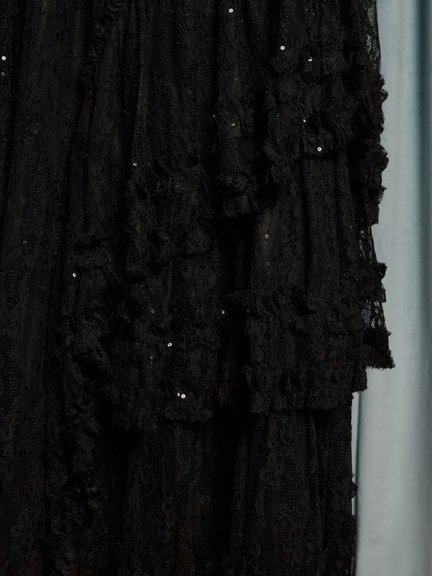 Eclipse Lace Midi Skirt Coal Black / Z